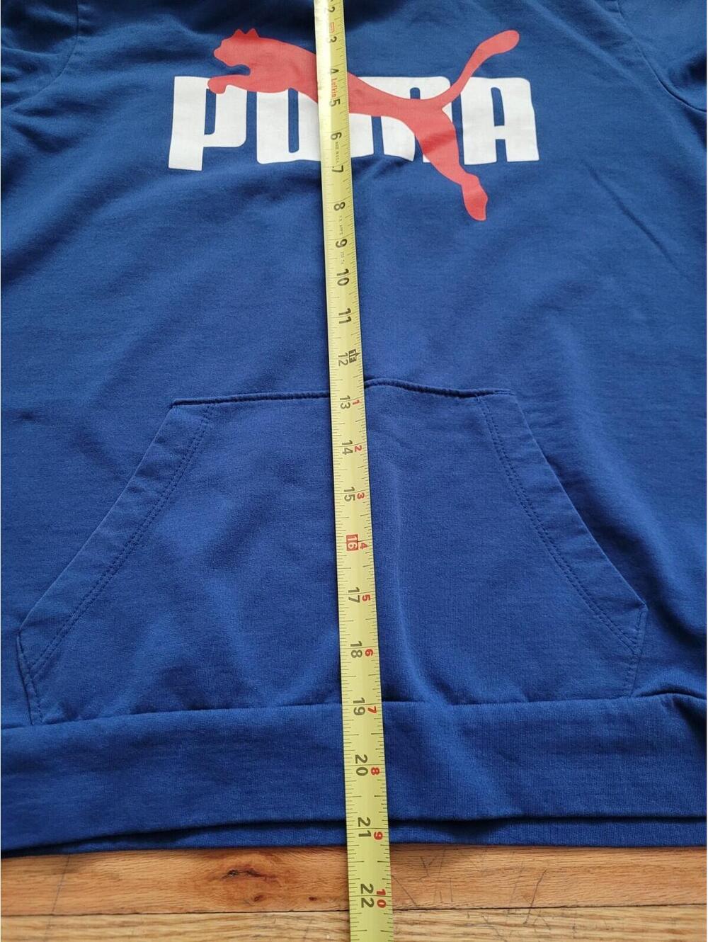 Puma Mens Pullover Hoodie Size L Royal Blue Red Sweatshirt Logo Graphic Athletic - Picture 4 of 9